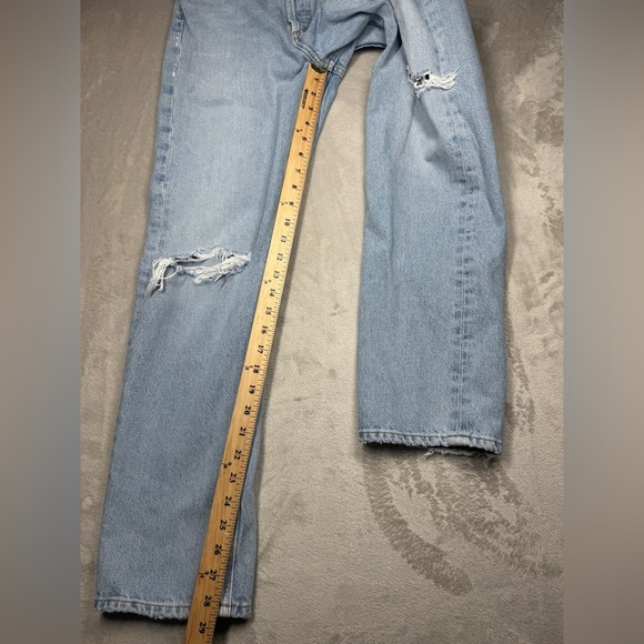 Agolde 90s High Rise Loose Fit 100% Organic Cotton Distressed Blue Jeans Size 23 - Picture 11 of 16